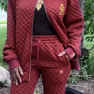 Alternative view of THE FLAIR ZIP-UP Set Burgundy    SIZES: S.M.L